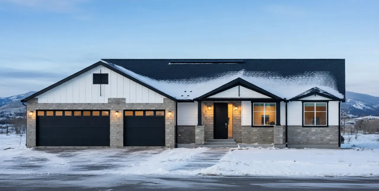 Design rendering of the Ridge spec home in snow