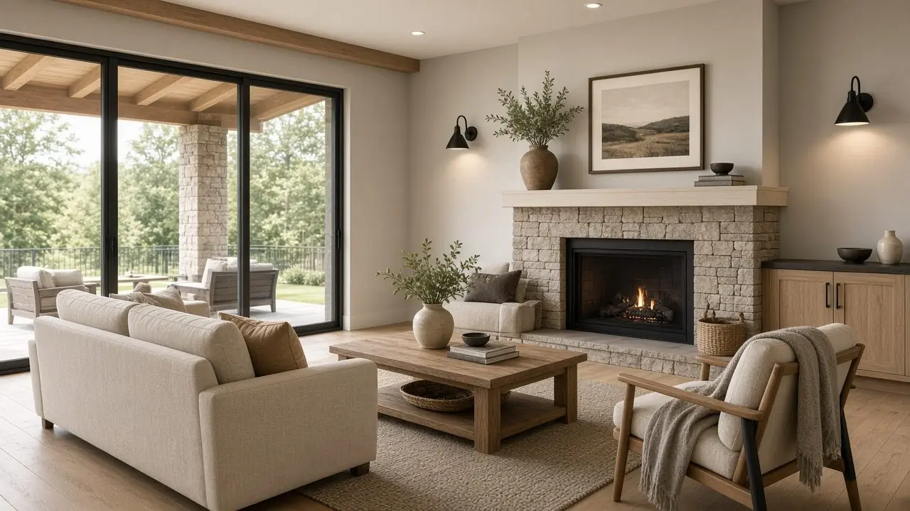 Design rendering of the custom ranch family room