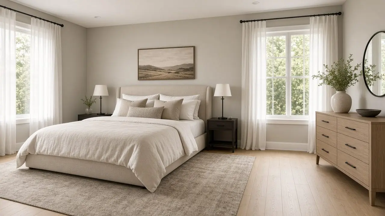 Design rendering of the custom ranch primary bedroom